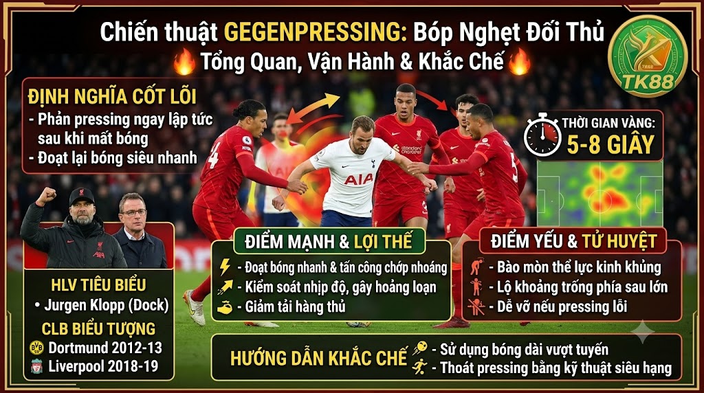Tổng quan chiến thuật Gegenpressing: Bản chất, nguyên lý vận hành, điểm mạnh yếu và cách khắc chế lối chơi của HLV Jurgen Klopp.
